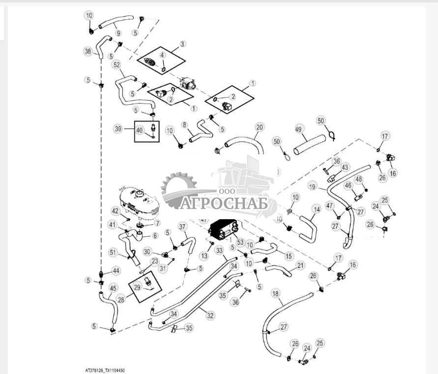 Маслоохладители и трубопровод (Engine 4045HT054, 4045HT072, 4045HT086-) 